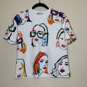 Zara Multicolor Graphic T-Shirt Size S